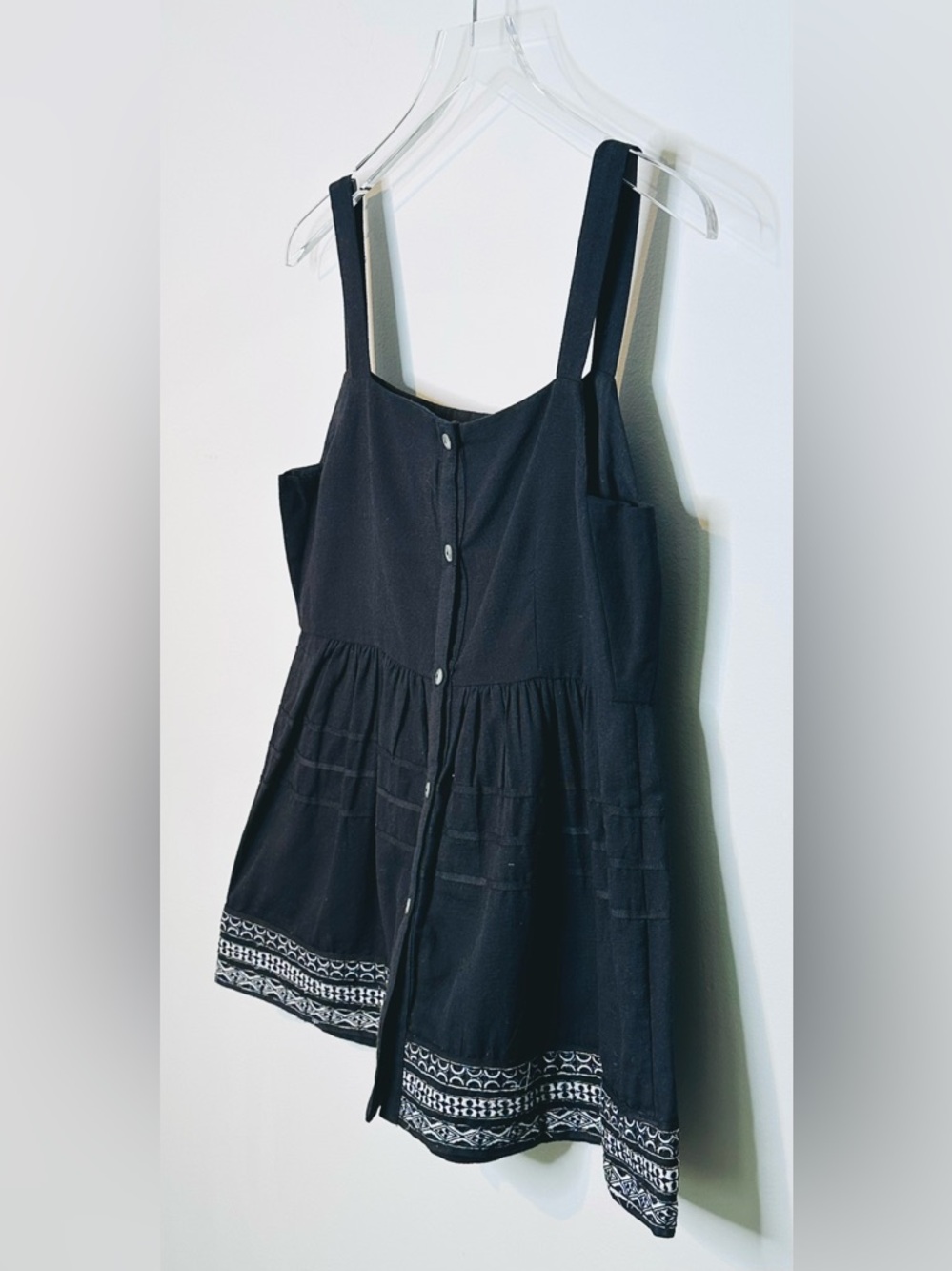 Anthro Amit Aggarwal Olivia Black Cotton Linen Embroidered Top Shirt Blouse NWT - Picture 8 of 15